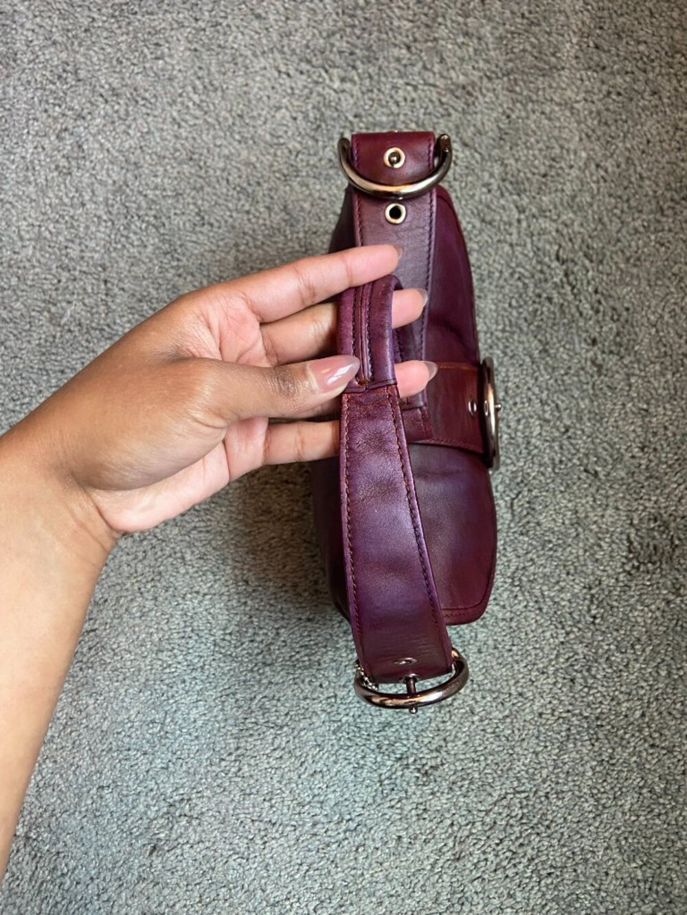Vintage Coach Y2K Mini Soho Buckle Flap Shoulder Bag- 9247, Burgundy/Wine - Picture 8 of 15